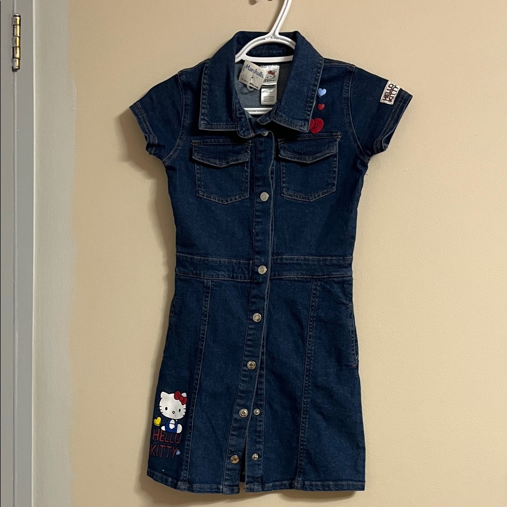 Hello Kitty Blue Denim Dress with Heart Accents